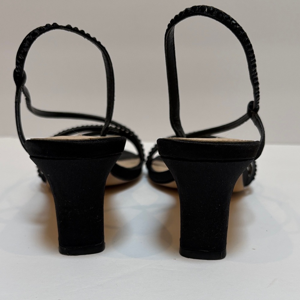 Nina Black Strappy Slingback Heels with Subtle Embellishment, Size 8.5 - Picture 5 of 10